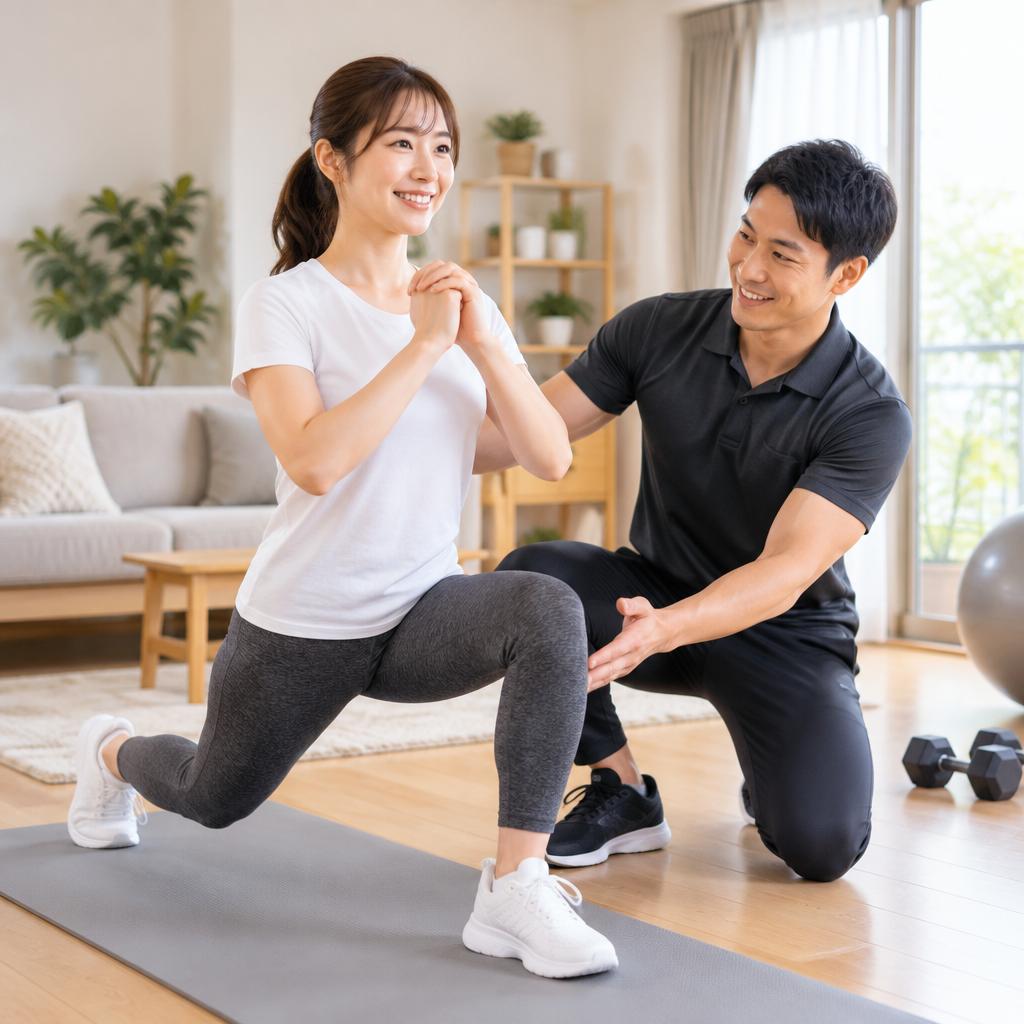 初心者でも安心！自宅で一歩ずつ、理想の体と健やかな毎日へ。経験豊富なトレーナーがご自宅に伺い、あなたに合ったトレーニングを丁寧にサポートします。