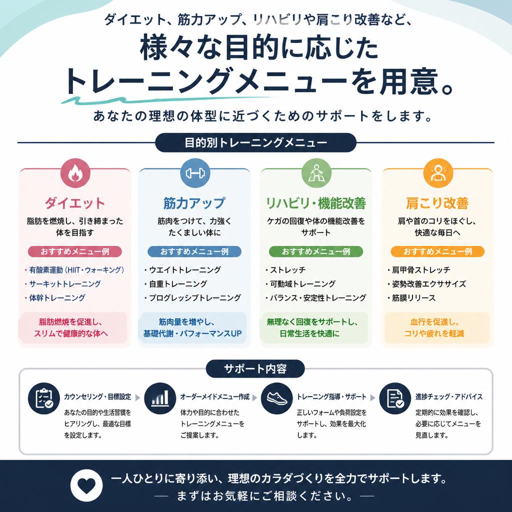 充実したメニューで多様なニーズに対応