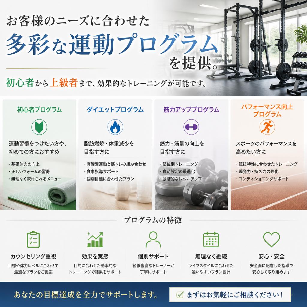 4. 幅広いトレーニングメニュー