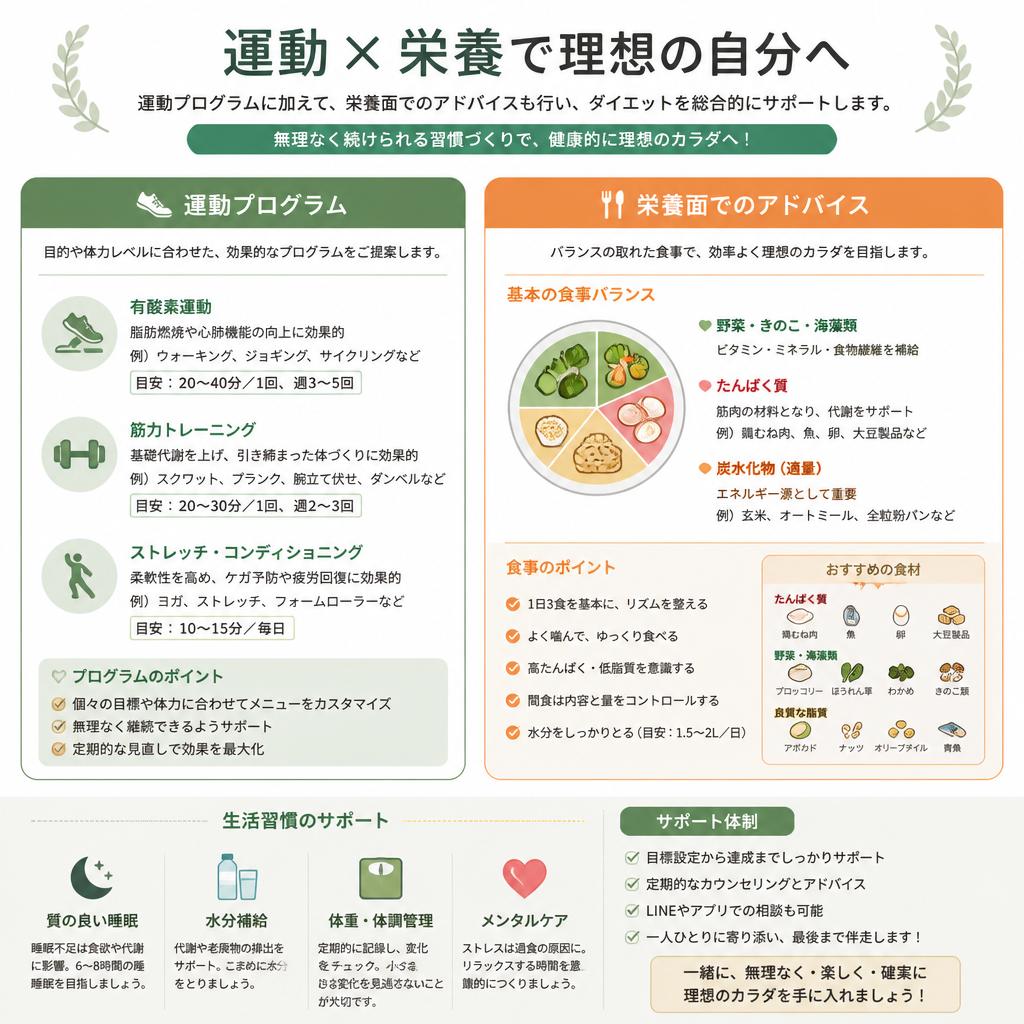 運動だけじゃない！食事指導も実施
