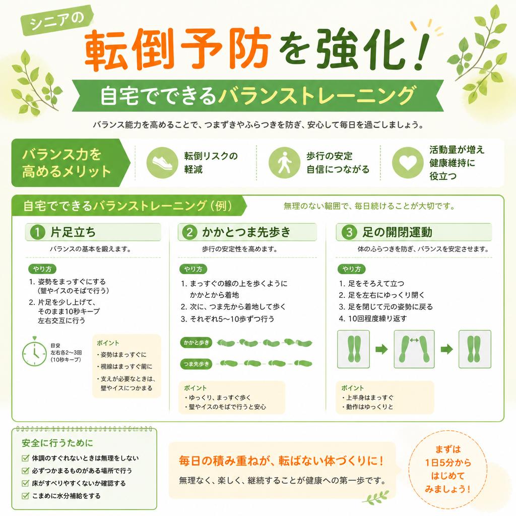 「我孫子市の方、必見！」シニアの転倒予防を強化する！自宅でできるバランストレーニング|松下フィットネスサービス