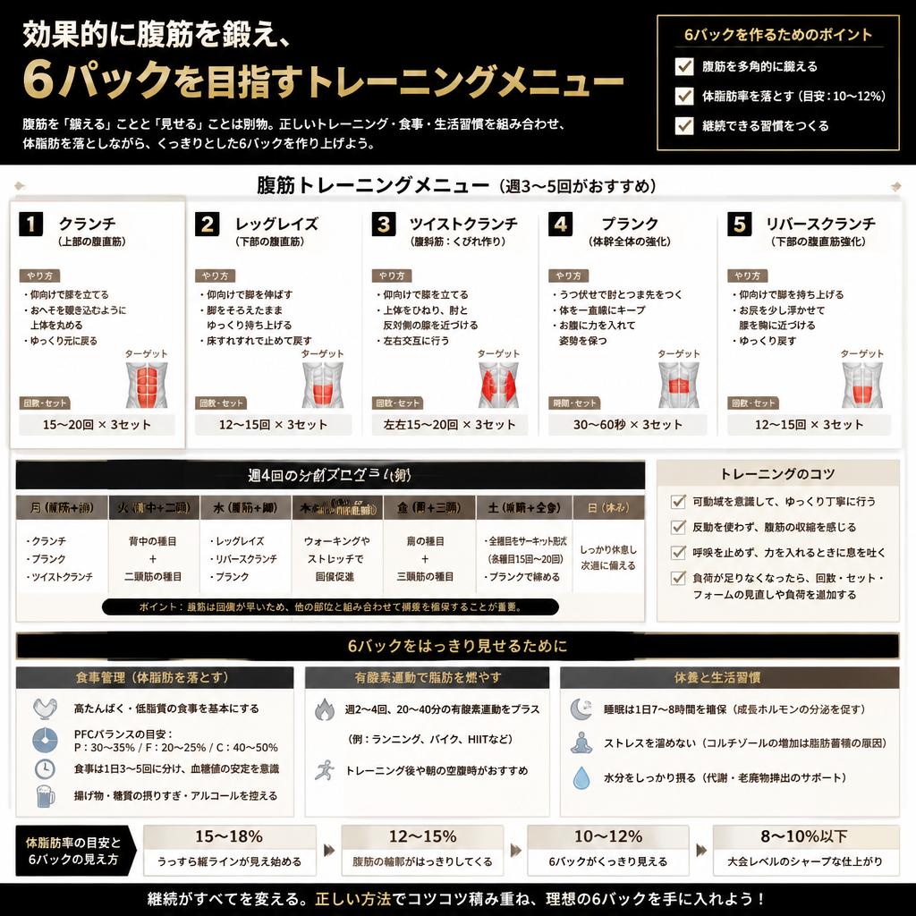 理想の６パックを手に入れるためのトレーニング法